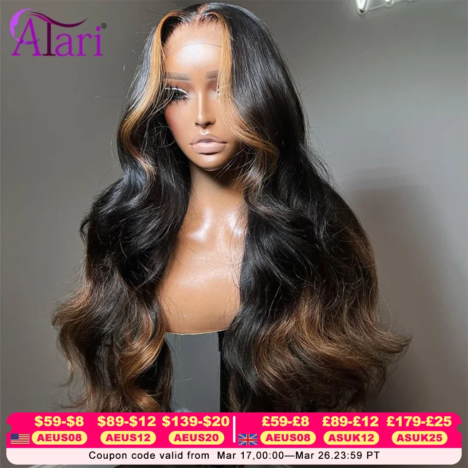 13x4 13x6 Lace Frontal Wig Body Wave Human Hair Wigs Ombre 30 with Black 5x5 Transparent Lace Closure Wig Pre Plucked for Women