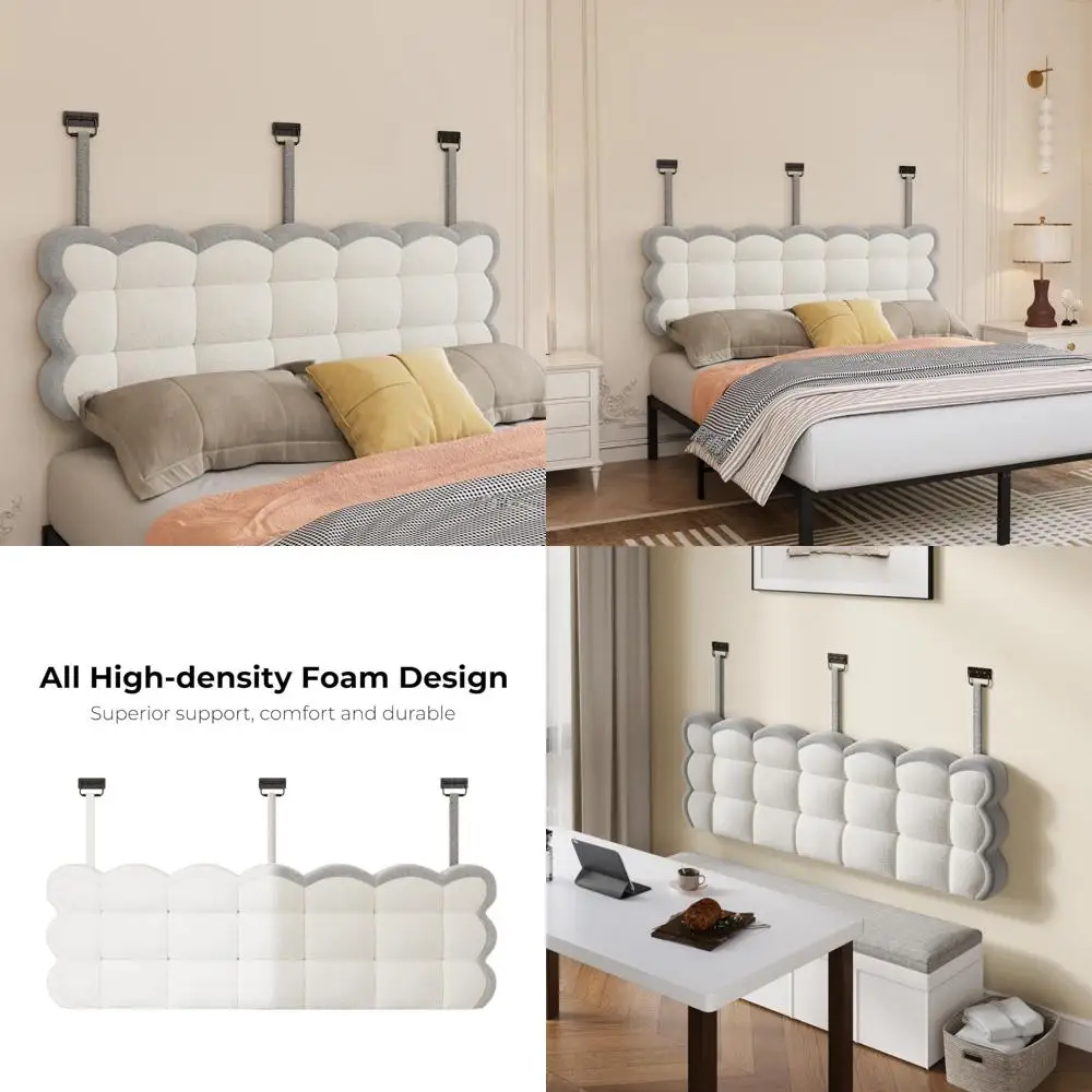 

Tufted Upholstered Queen Size Headboard with High-Density Sponge for Backrest Bed Support and Comfortable Sleep
