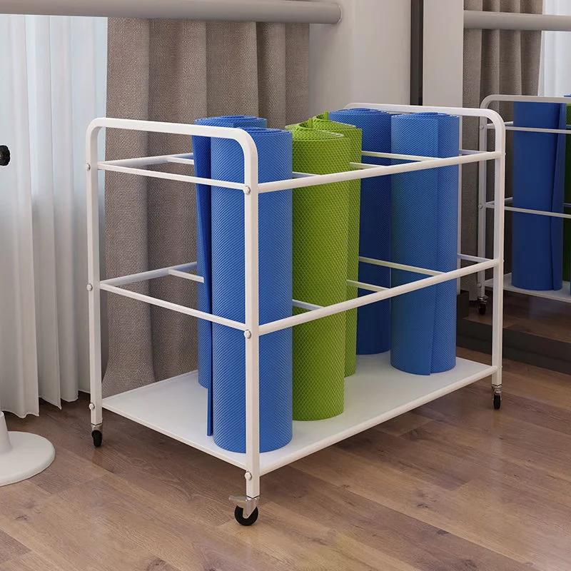 Yoga mat storage rack, sorting out yoga studio gym, placing floor moving frame artifact foam roller storage basket