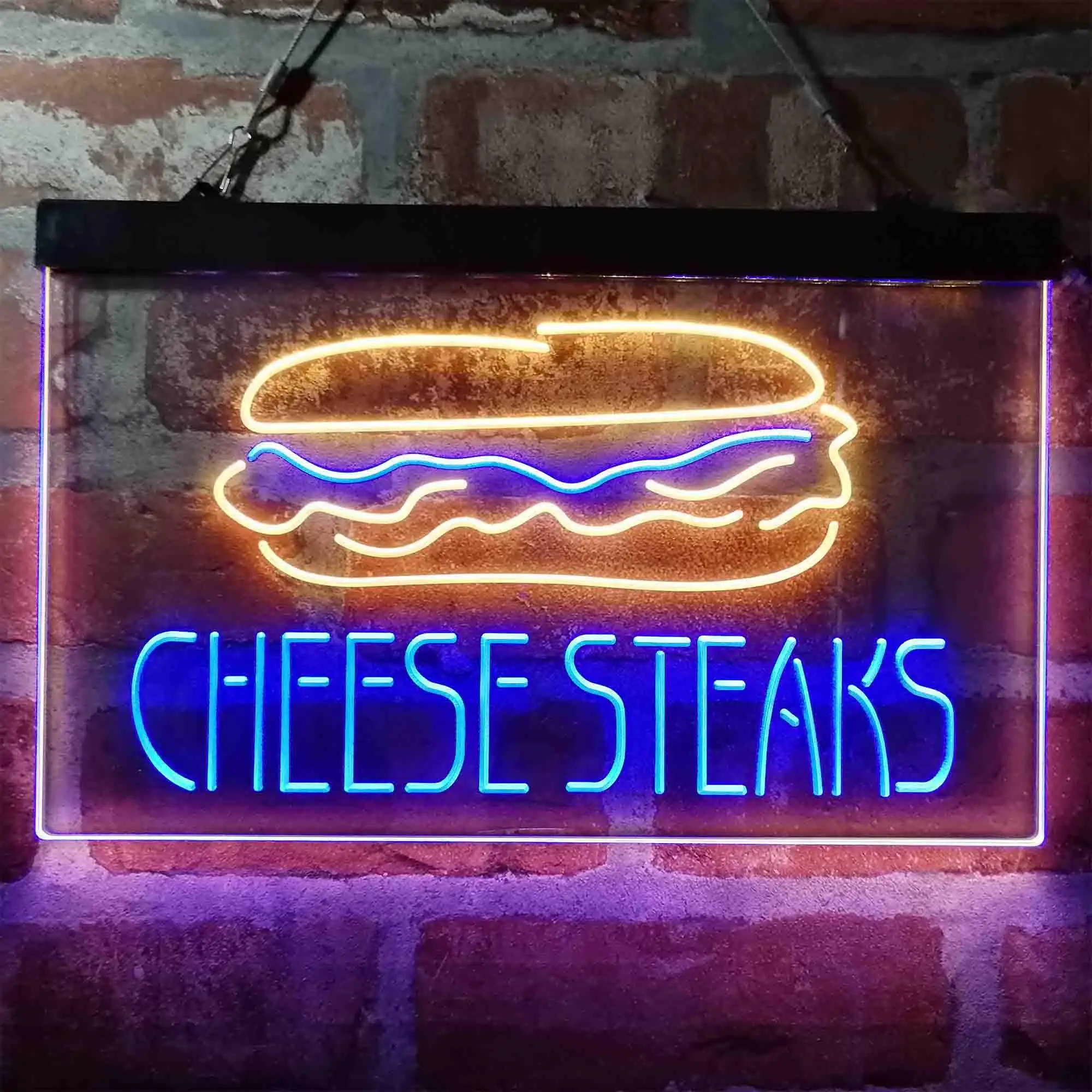 Cheese Steaks Fast Food Store Dual Color Led Neon Sign st6-i4027