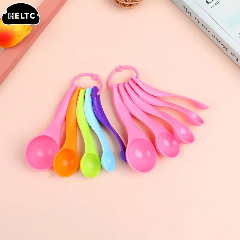 1/5PC Home Measuring Spoon Set Double Scale Measuring Spoon Ml/g Cake Baking Flour Measuring Cups Pink Plastic Measuring Spoon