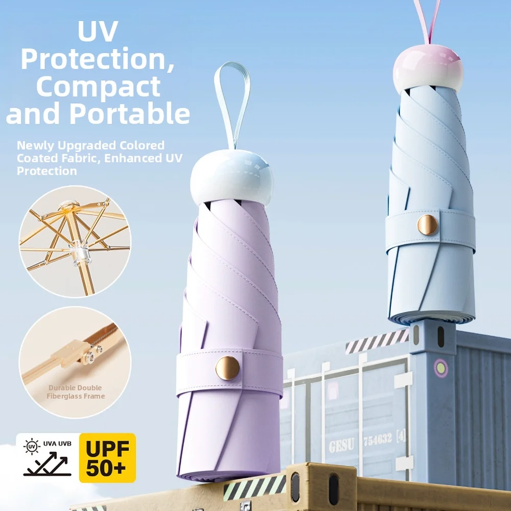 Mini Umbrella Capsule Dual-Use Sunny And Rainy Mode Rainproof Sun Protection Portable Outdoor Travel Parasol for Traveling
