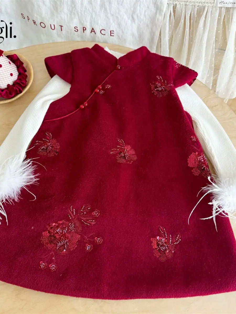 

Осенне-зимний вышитый жилет Др. Ти, красная новогодняя одежда для девочек, традиционный китайский стиль, комплект