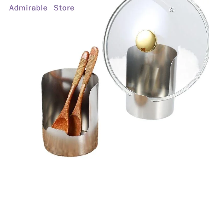 wStable Stainless Steel Spoon Holder Easy To Clean Stainless Steel Spatula Holder Heat-Resistant Soup Spoon Rack Dinning Table