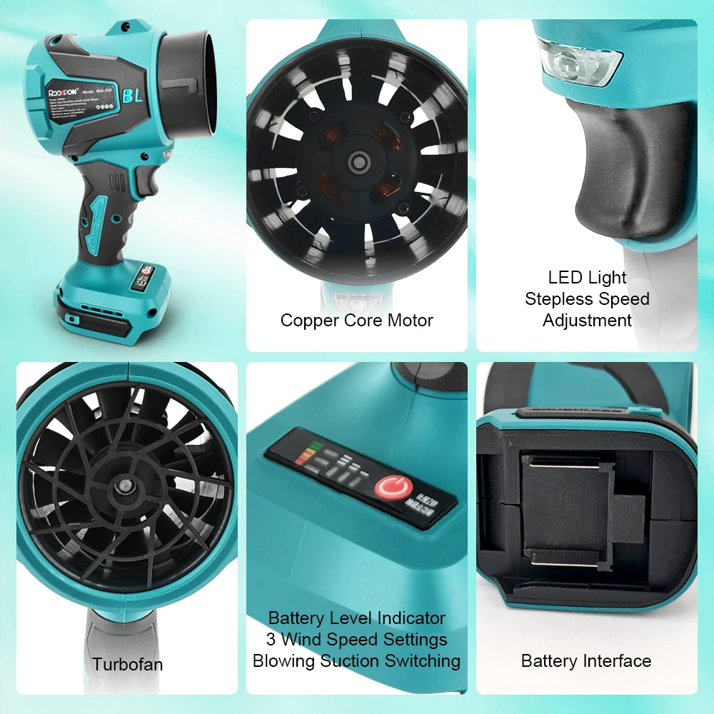 3200 واط منفاخ كهربائي بدون فرش 300000 دورة في الدقيقة يده ورقة الغبار تهب وشفط مروحة تربو جت لبطارية ماكيتا 21 فولت دبوس