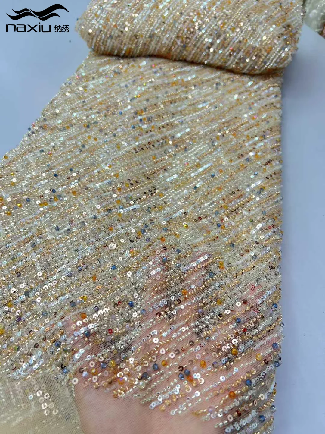 

Madison African Luxury 3D Beaded Heavy Lace Fabric 2025 High Quality Nigerian Handmade Sequins Lace Fabric Fro Bridal Wedding