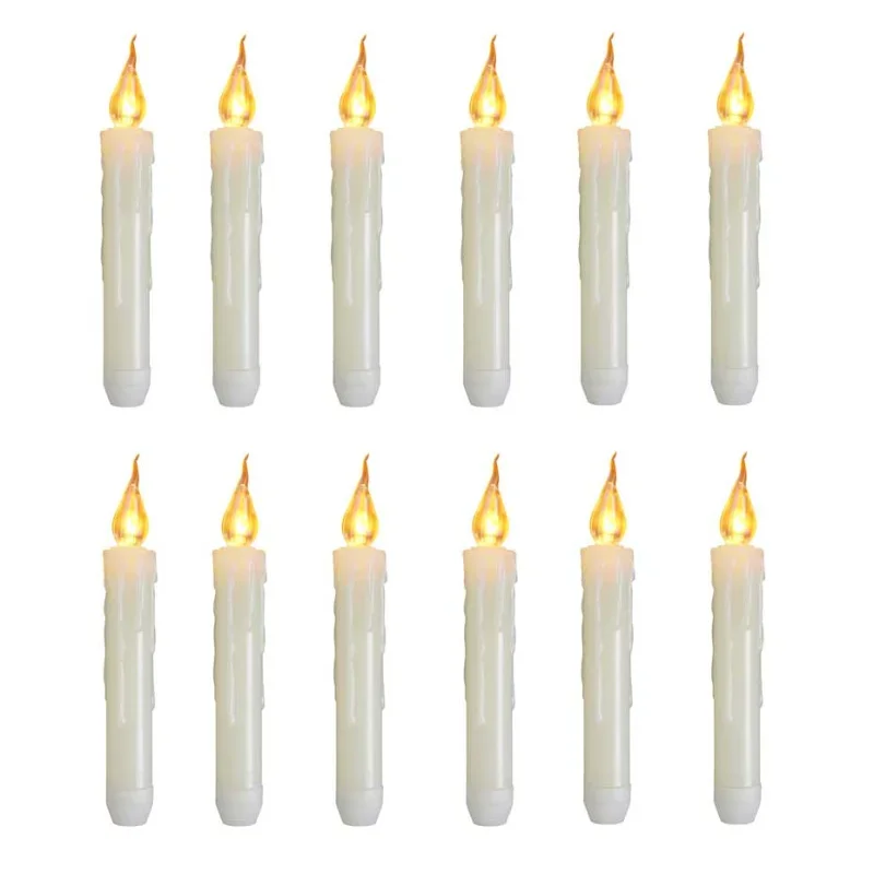 

Realistic LED Flameless Taper Candles, Battery Operated Flickering Flame Handheld Candlesticks Tapered Candle for Wedding