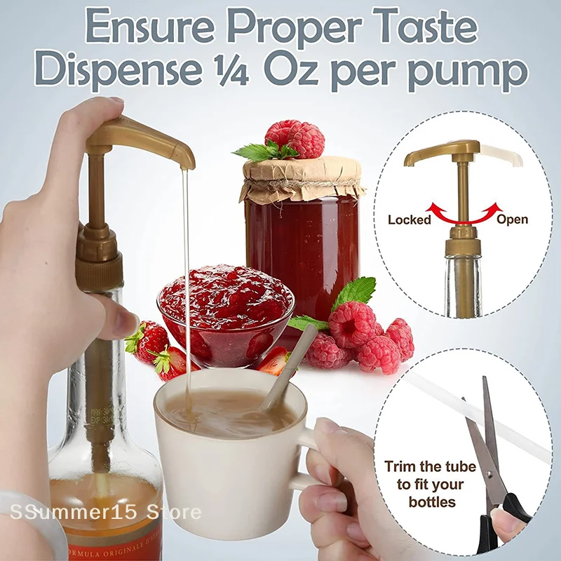 【R】Frasco Transparente de 750ml com Bomba Dosadora para Xarope de Café, Mel, Leite e Outros Líquidos - Tipo Gotejador