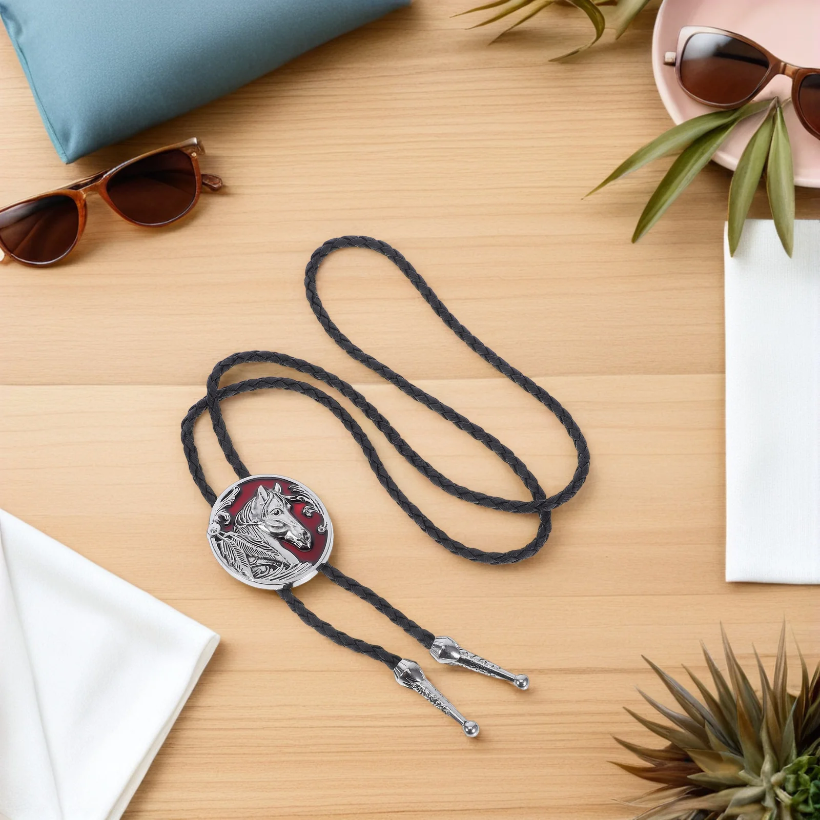 

Vintage Bolo Tie Men'S Retro Western Cowboy Necklace Horse Pendant Rope Shirt Chain Collar Accessory Formal Casual