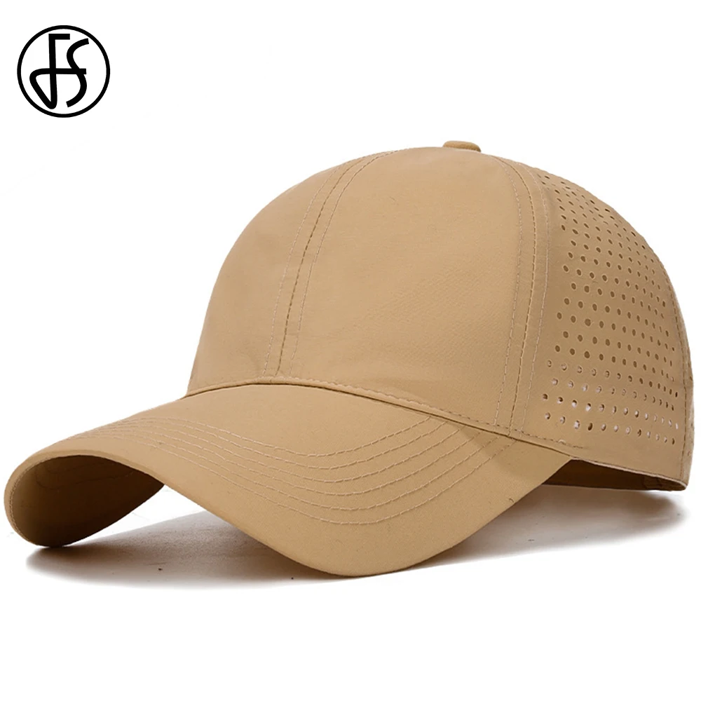 FS Summer Khaki Baseball Cap For Men Women Fast Dry Breathable Trucker Hat Unisex Outdoor Sports Running Hats Casquette Homme