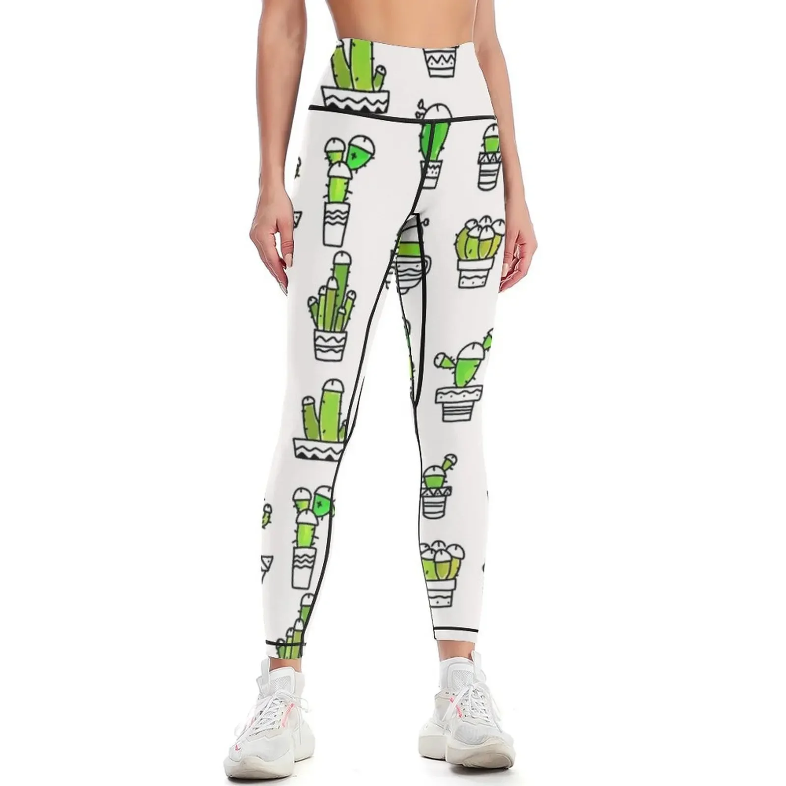 

COCK PLANTS CACTUS GREEN WATERCOLOR Leggings joggers for high waist Womens Leggings