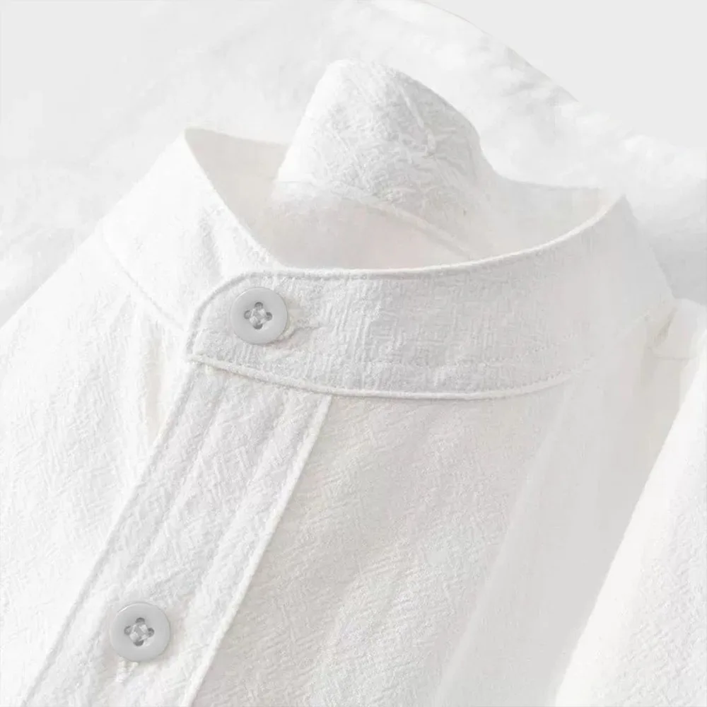 Men's Cotton Linen T-shirt Summer Hot Sale Henley Neck Casual Breathable Lightweight Solid Color Pocket Button Tops