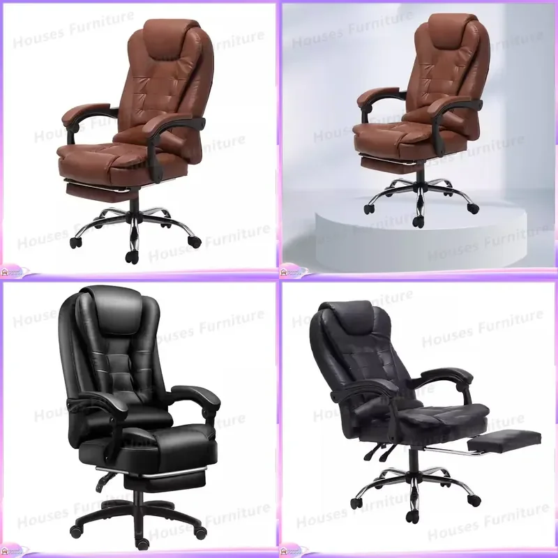 High Quality PU Leather Executive Office Chair with Massager Rotating Manager Boss Chair Ergonomic Computer Desk Furniture