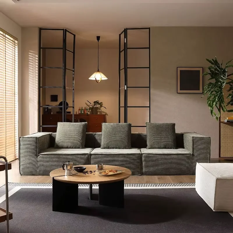 #Modern Modular Cube Sofa Compressed Corduroy Fabric Sectional Living Room Furniture  Cube Modular