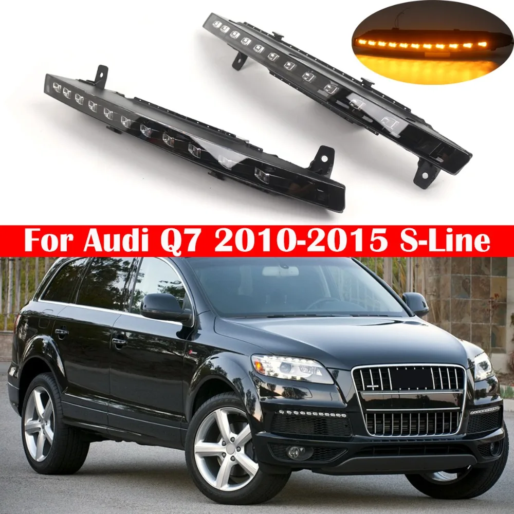 For Audi Q7 2010 2012 2013 2014 2015 Sports Model Front Bumper LED Daytime Running Lights 4L0953041E 4L0953042E