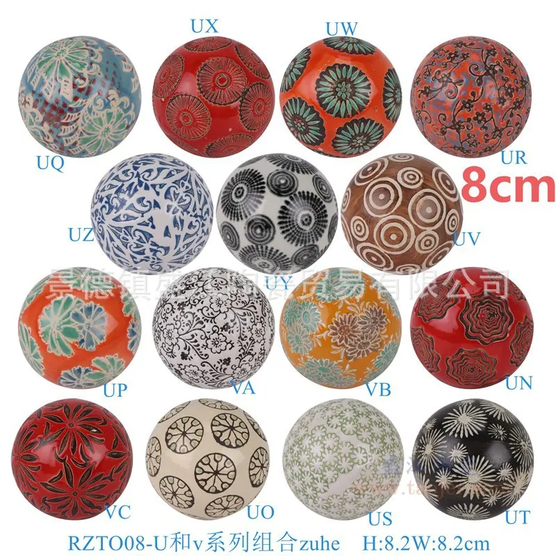 2pcs Hollow ceramic balls, ceramic ball painting, firing, home fish tank, desktop decoration, model ornaments