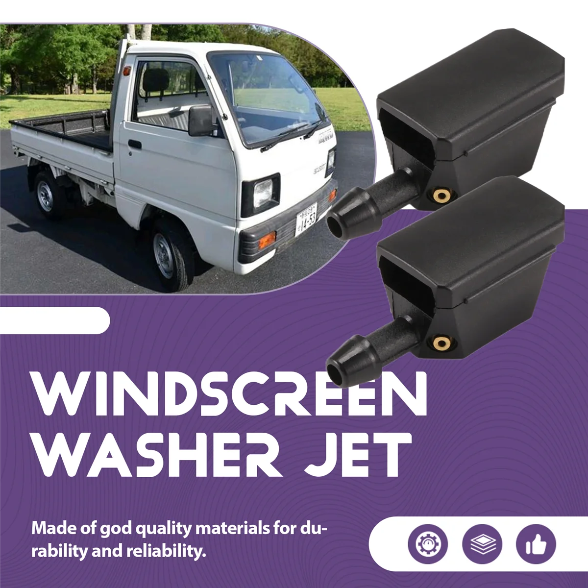 2 個フロントガラスウォッシャージェットユニバーサルブラックカーアームフロントガラスウォッシャーワイパーブレード水スプレージェットノズルアクセサリー—L49A