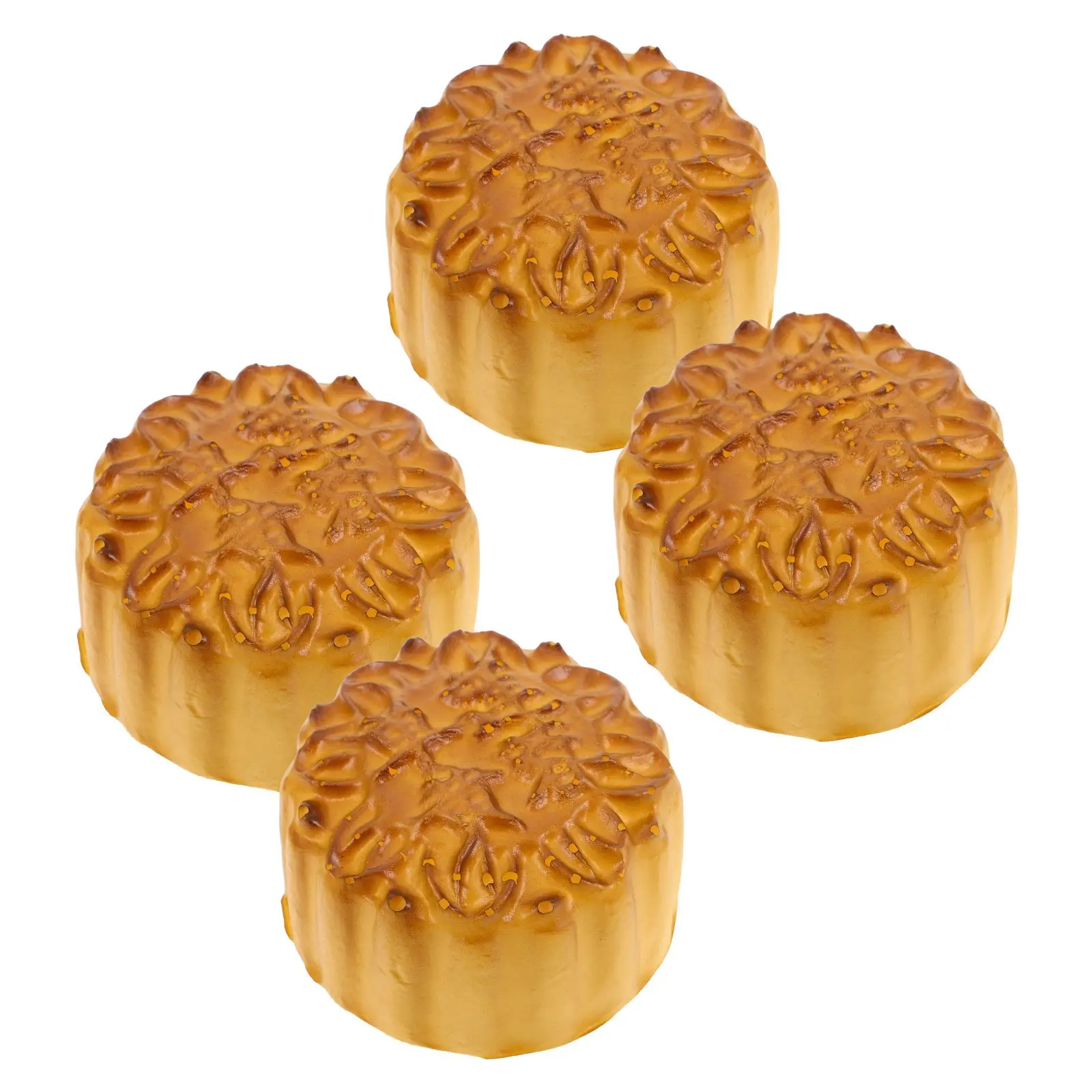 

4 Pcs Simulation Mooncakes Artificial Cakes for Display Photoshoot Fake Baking Model Mold Desserts PU Elastic Aromatic