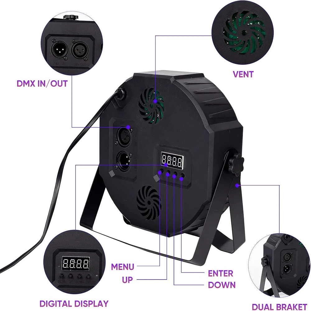 4 Uds 36 LED etapa a todo Color plano Par efecto de iluminación RGB 3 en 1 DMX 512 DJ Fiesta Disco vacaciones Navidad Club boda espectáculo luces