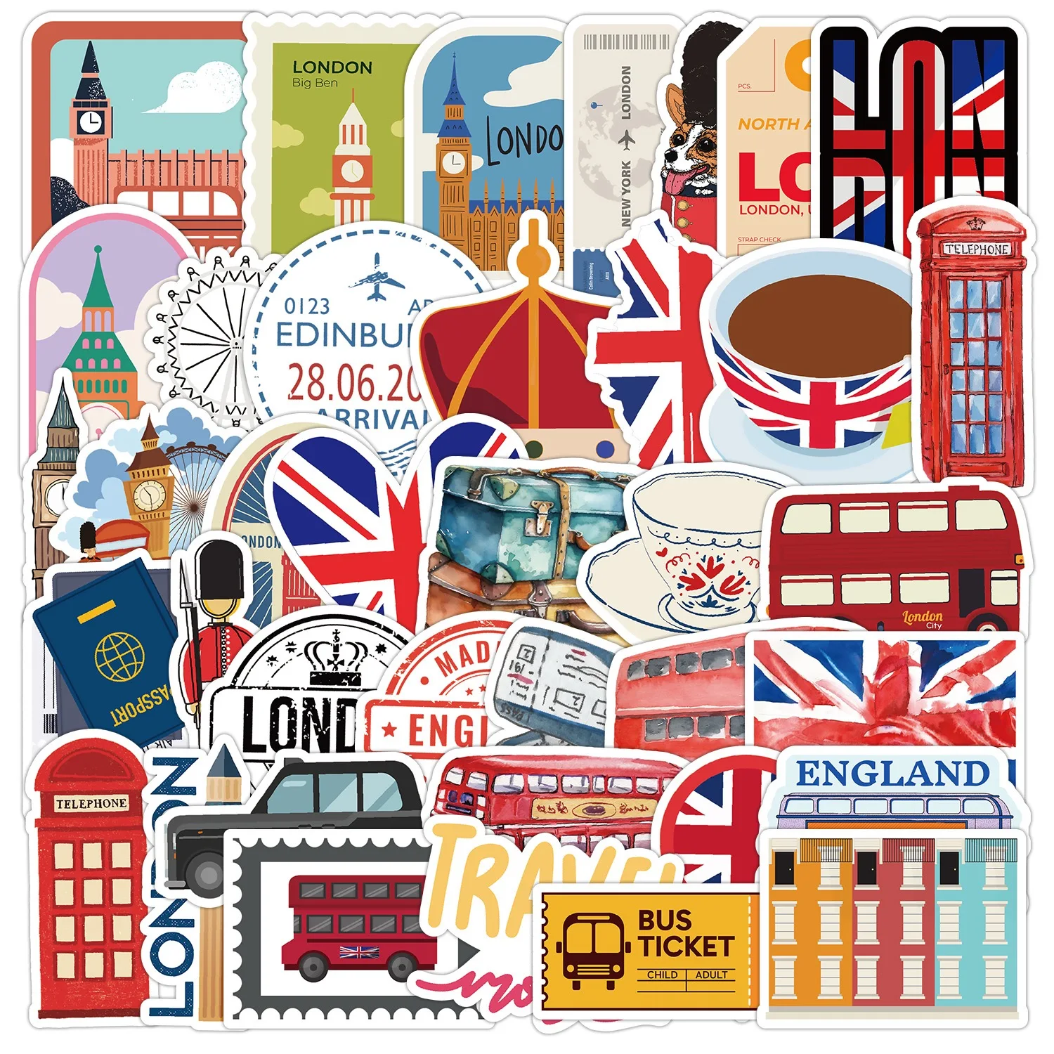 10/50PCS Cool British London Landscape City Travel Stickers Aesthetic DIY Scrapbook Laptop Fridge Luggage Phone Graffiti Sticker