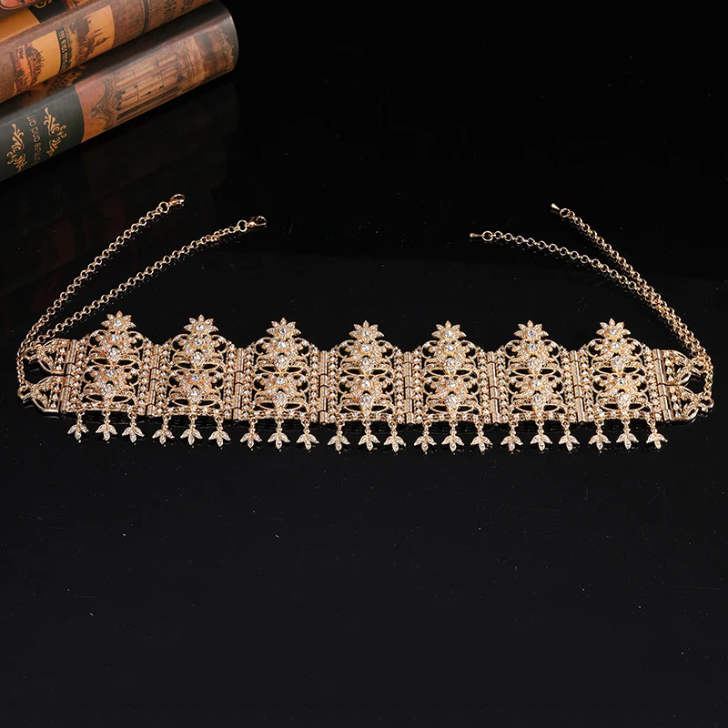 Algerian sparkling Rhinestone Hair chain classic luxury hair jewelry unique design luxury wedding bride large size head jewelry