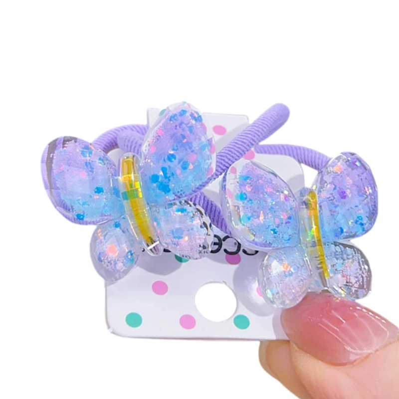Glitters vlinder haarband kinderen elastisch haar touw kinderen kapsel haarties 6xda