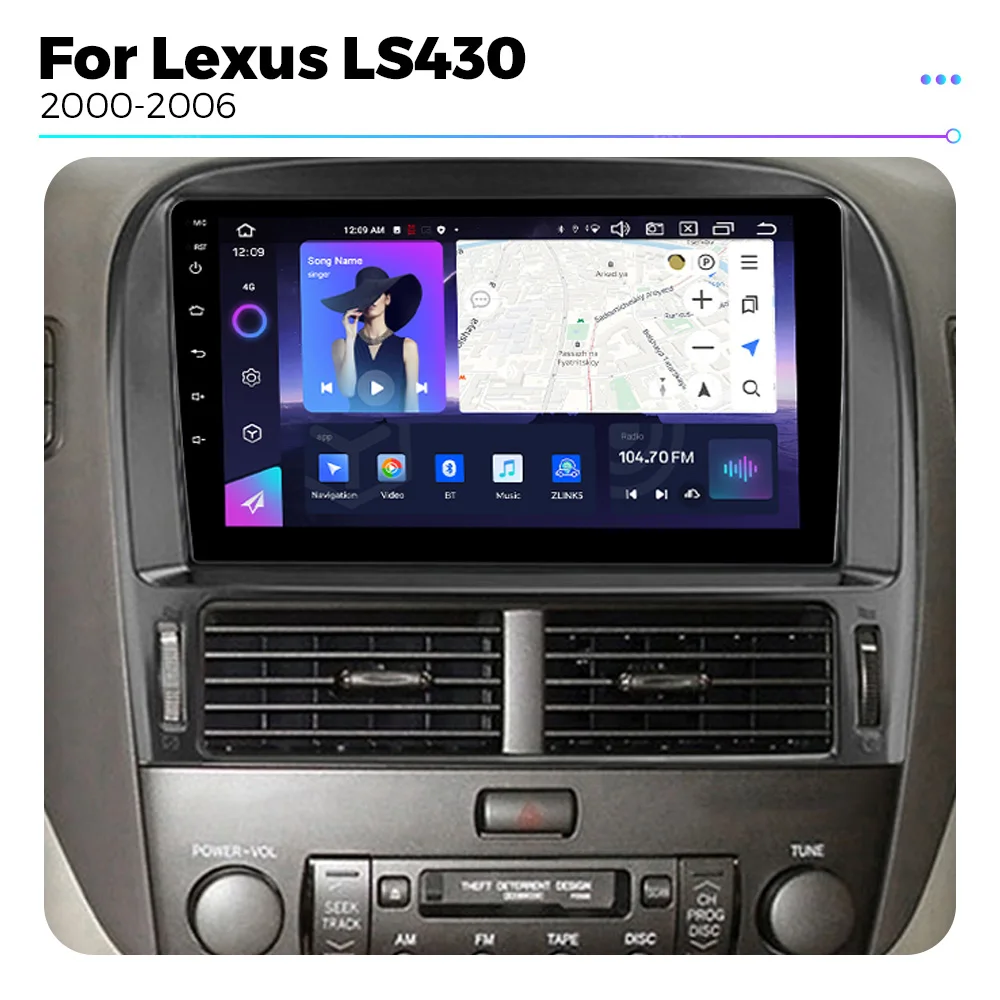 Car Radio Multimedia Video Player For Lexus LS430 XF30 LS 430 2000-2006 Android13  Navigation GPS For Wireless Carplay  Auto 4G