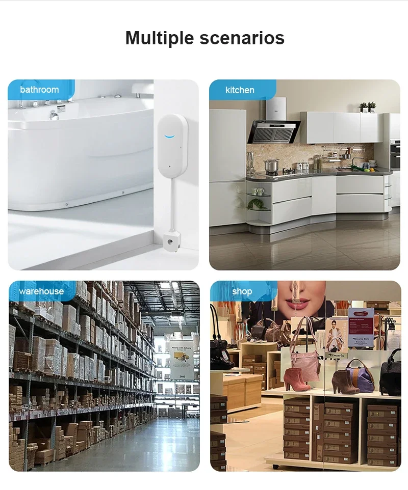 Tuya WiFi Water Leak Alarm Smart Water Leakage Detector Sensor Water Flood Overflow Remote Alert Security System Smart Home