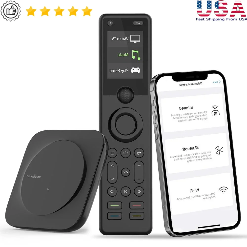 Hub de controle remoto universal com atividades One Touch compatível com 60 dispositivos WiFi Bluetooth IR X1S display digital retroiluminado