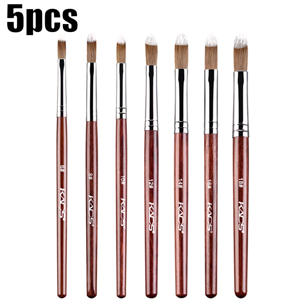 

5Pcs 100% Kolinsky Nail Brush Size 2-18# Good Quality Red Wood Round Head Acrylic Nail Brush Gel Builder Manicure Drawing Tool