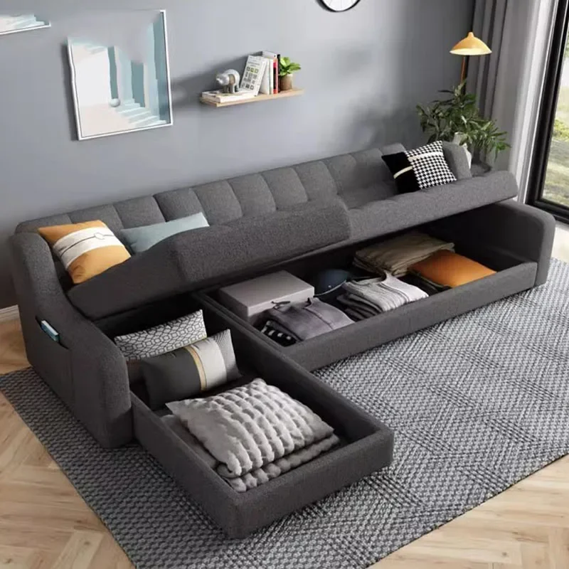 Modern Black extendeble Sofas Beds Stretch Storage Cute Modular elegant Folding Sofas Foldable Lounge Divano Home Furniture