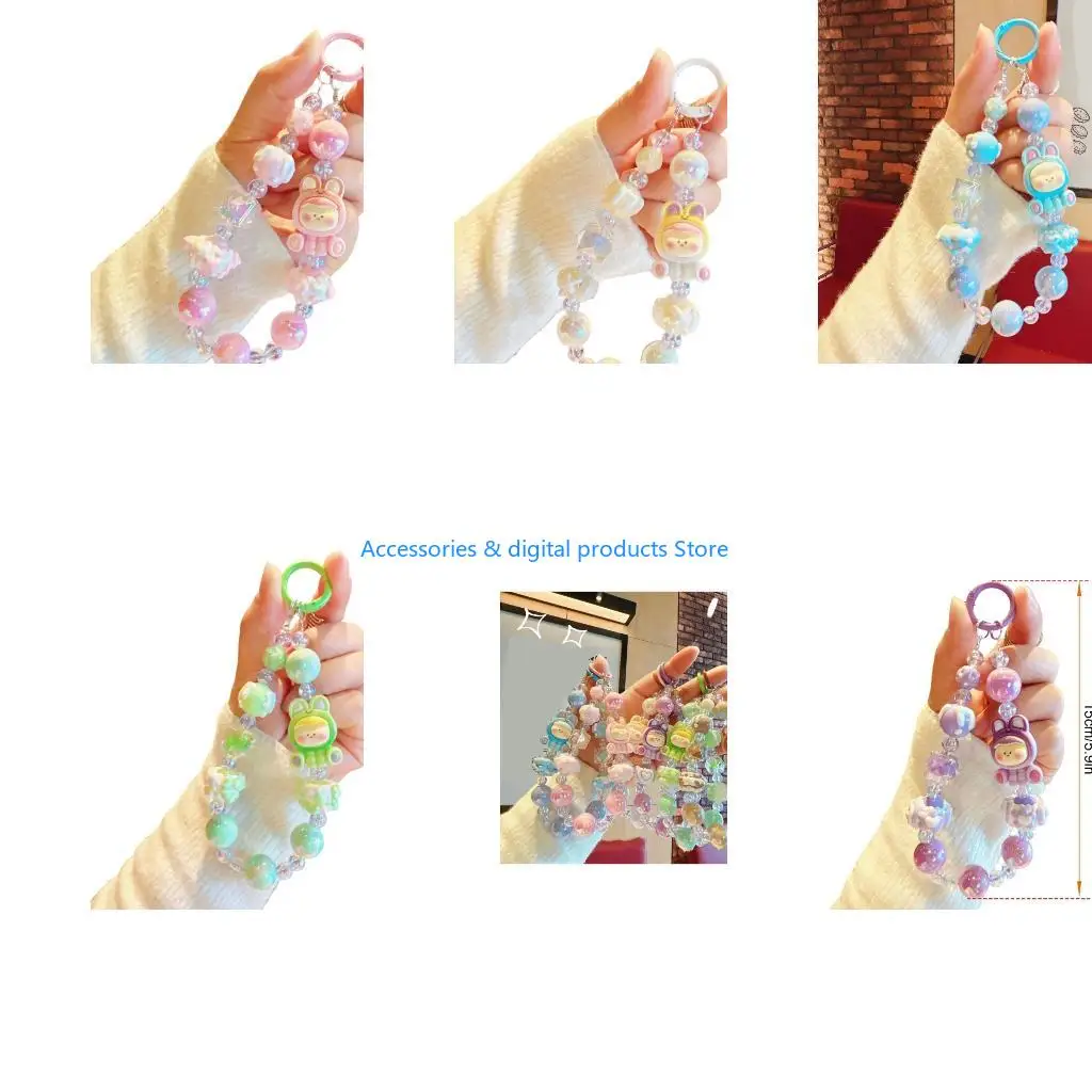 77JD Mobile Strap Phone Chain For Women Colorful Beaded Chain Phone Pendant Charm
