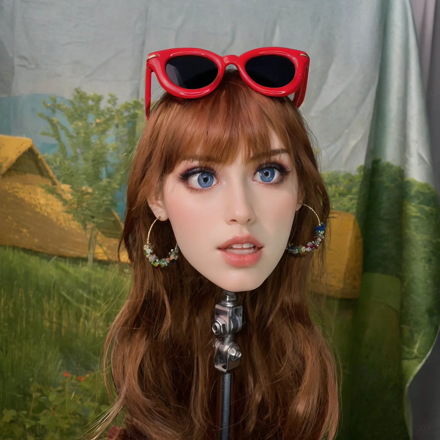 نموذج عنقودية من الحرير لشخصية الرسوم المتحركة على شكل حيوان كرتوني، لون شعر عشوائي