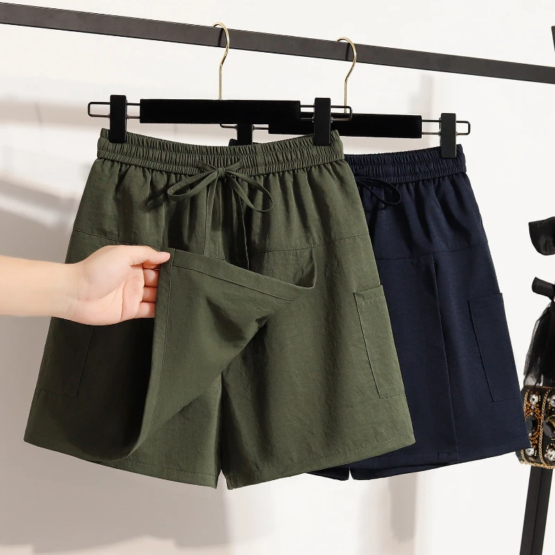 Summer Versatile High-Waisted Casual Shorts Skirt Women's Plus Size Shorts Korean-style Fashion Wide-Leg Oversized Half Pants