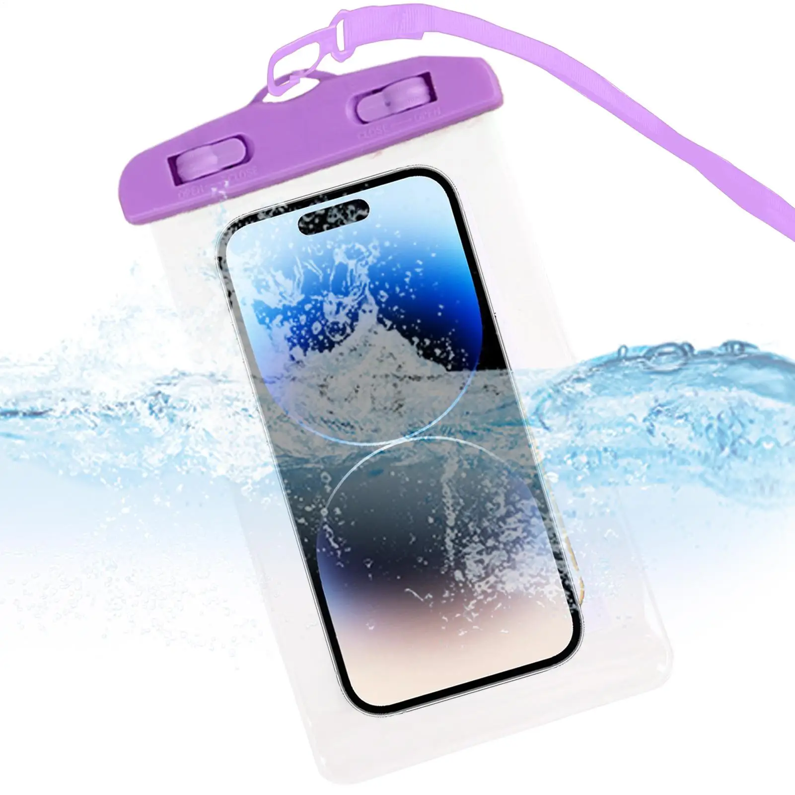 방수 전화 홀더 물 놀이 핸드폰 가방 수영 래프팅 보트 타기를위한 끈이있는 투명 터치 스크린 전화 주머니