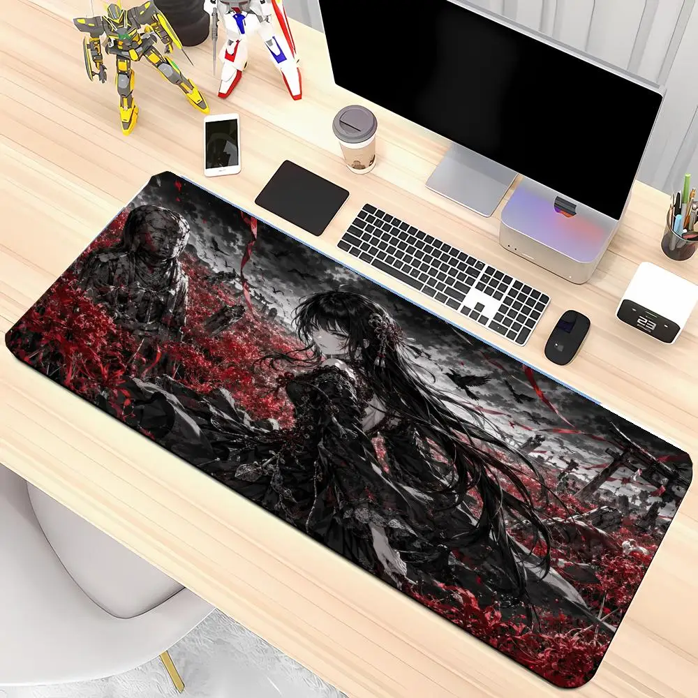 Old classroom long hair girl Mouse pads monochrome suspense keyboard mat for gaming