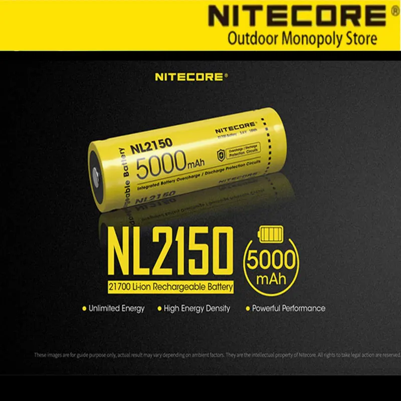 

Аккумулятор Nitecore NL2150, перезаряжаемый литиевый аккумулятор 21700, аккумулятор 5000mA, сертифицирован CE и ROHS