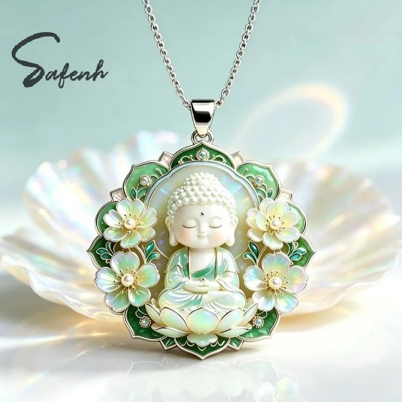 Ethnic Enamel Pendant Necklace Statue Vintage Charm Jewelry For Men Women Daily Wear Gifting Collection Outfit Festival Gift