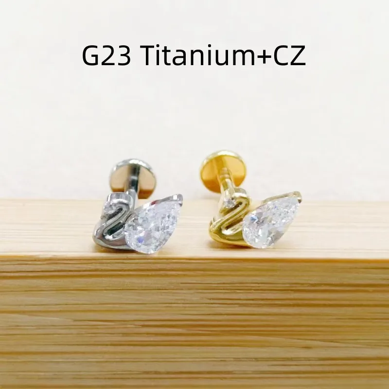 

10pcs Body Jewelry 16G CZ G23 Titanium F136 Swan Lip Labret Bar Ear Helix Tragus Rook Bar Stud Body Piercing Jewelry NEW