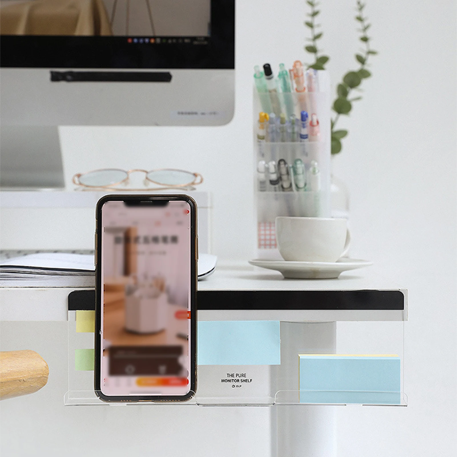 

1Pcs Creative Acrylic Monitor Message Memo Board Office Stationery Sticky Notedesktop Plastic Hosktop Plastic Holder Stationery