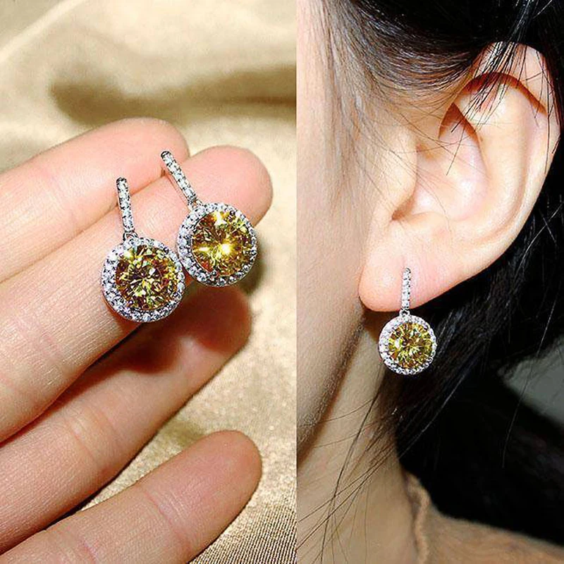 Huitan Classic and Simple Cubic Zirconia Drop Earrings for Women Colored CZ Luxury Elegant Female Earrings Wedding Trend Jewelry