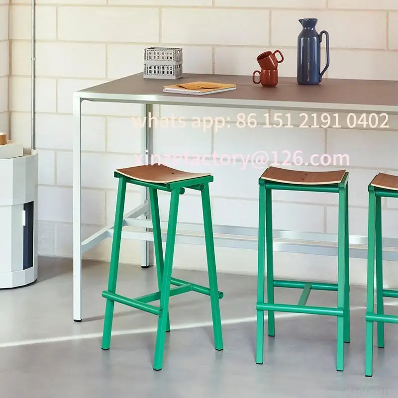 

Customizable Style Leisure Bar Stool, Home Chair with Colorful Iron Frame, Creative High Footrest Stool, Trendy Desig