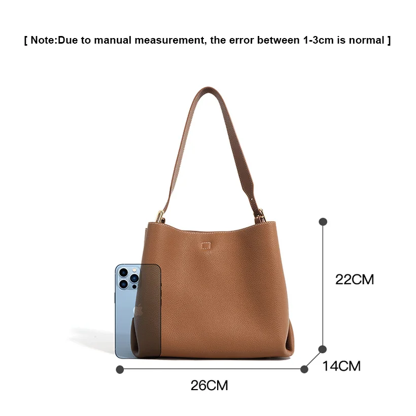 AVRO\'s MODA Female Genuine Leather Shoulder Bag Fashion Lady Commute Messenger Bag Solid Color Classic Women Bucket Tote Bags