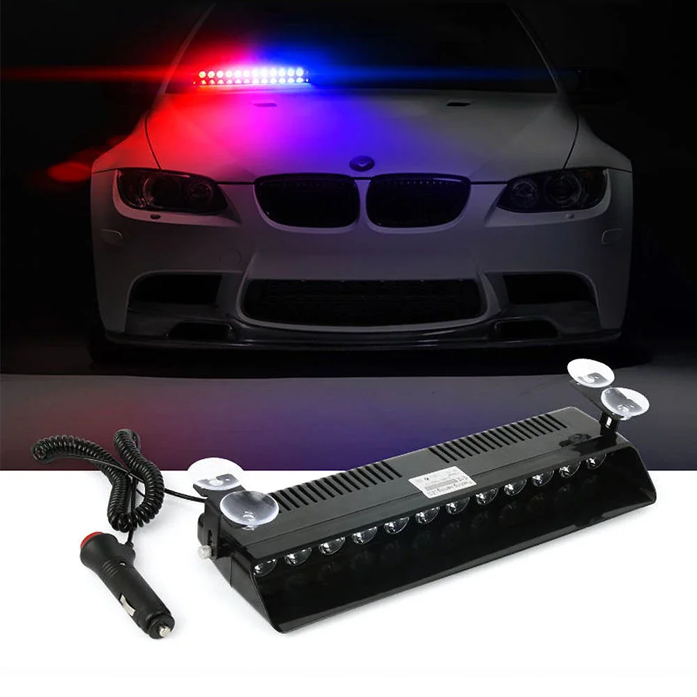 

Police Lights 12LED Car LED Strobe Lamp Red/Blue White Signal Lamps Flash Dash Emergency Flashing Windshield Warning Light 12V