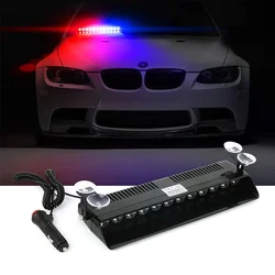 Police Lights 12LED Car LED Strobe Lamp Red/Blue White Signal Lamps Flash Dash Emergency Flashing Windshield Warning Light 12V
