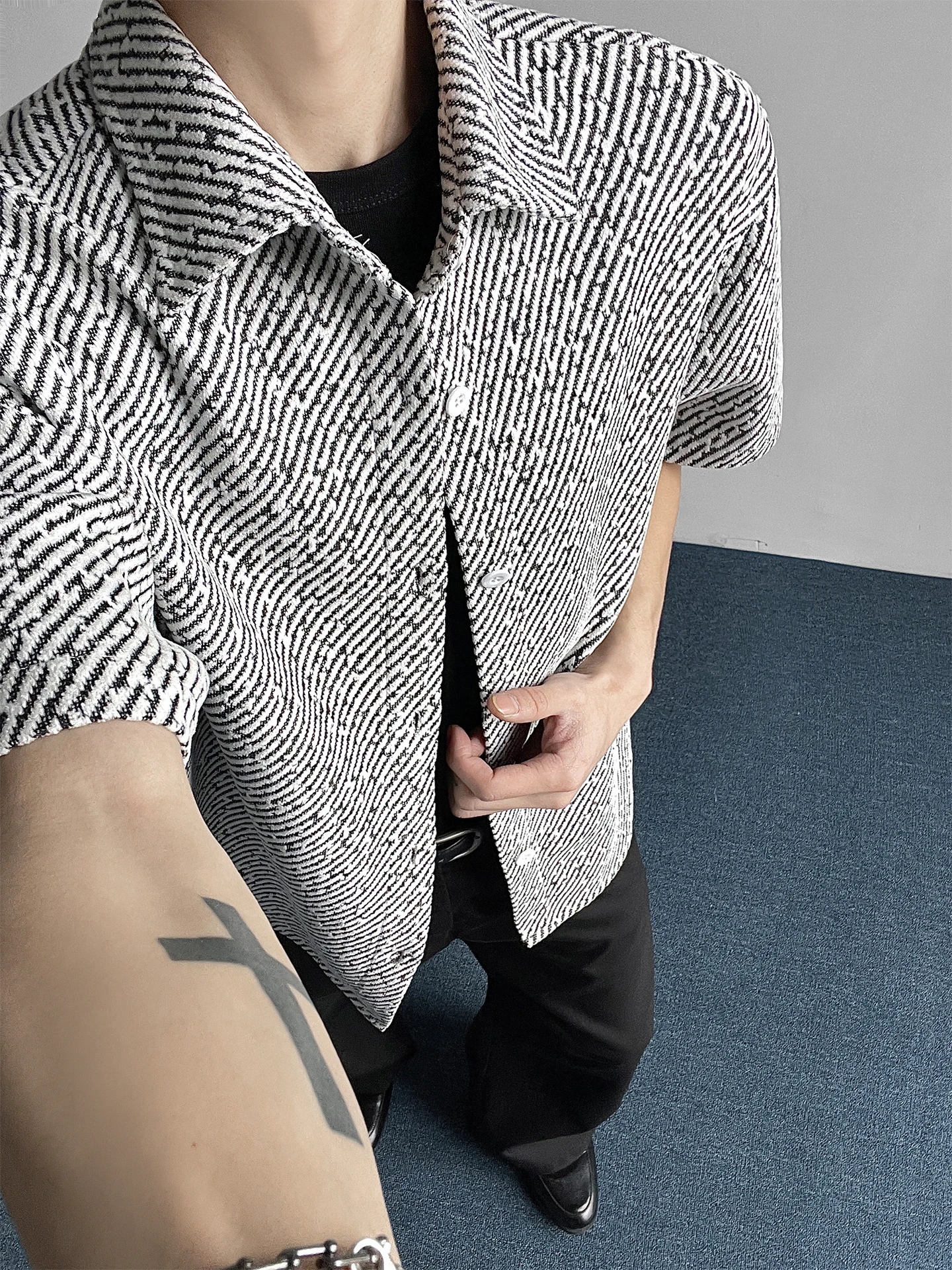 

Zebra Print ort Sve Casual irt Men's Loose Fit Collared Top Summer Faion Brand Premium Feel Outerwear GPOUHO