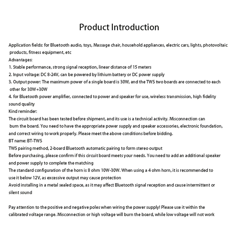 Excellent-30W Amplificatore di potenza Bluetooth Altoparlante TWS Scheda modulo audio Scheda amplificatore ricevitore audio Durevole Facile installazione