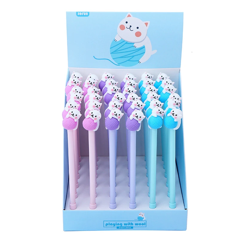 3 Piece Lytwtw\'s Cute Creative Cat Gel Pen Cartoon Kawaii Stationery Office School Supplies Sweet Pretty Lovely Cartoon Handles