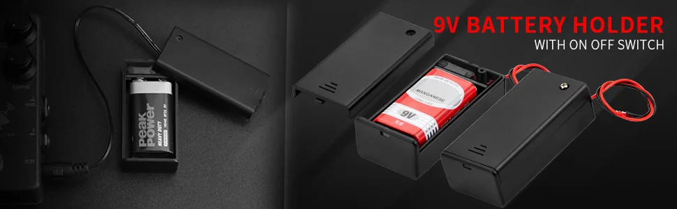 3PCS 9V Batteriehalter 9 Volt Batteriehalter mit EIN/Aus-Schalter Abdeckung Blei Drähte 9V Batteriekasten 9 Volt Batteriegehäuse-Anschluss – Detail 1