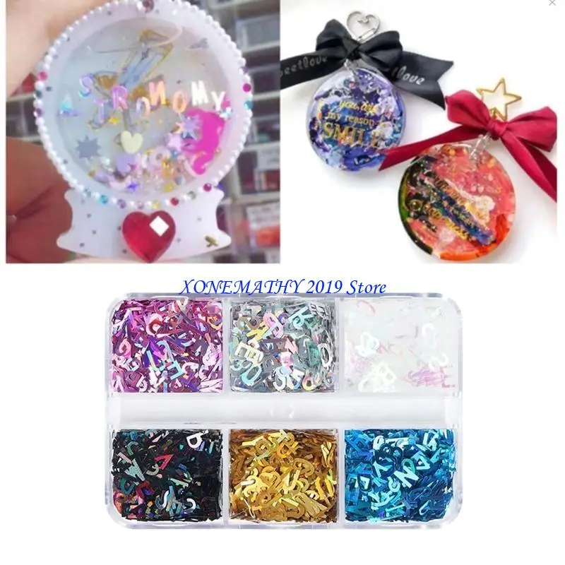 

F42F английские буквы, блестки, хлопья, смола, УФ-эпоксидная смола, наполнители для ногтей, декор